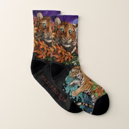 Chinese Zodiac Year of the Tiger 2022 New Art Socks