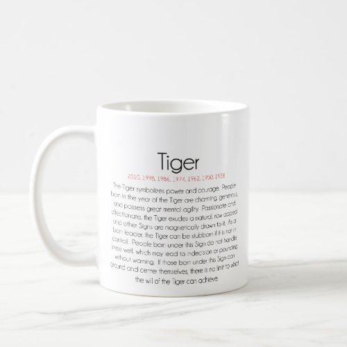 Chinese Zodiac Year of the Tiger 2 Coffee Mug