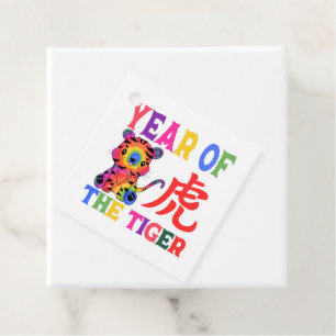 Chinese Zodiac - Year of the Tiger in Rainbow Favor Tags