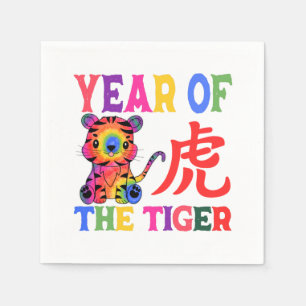 Chinese Zodiac - Year of the Tiger in Rainbow Napkins