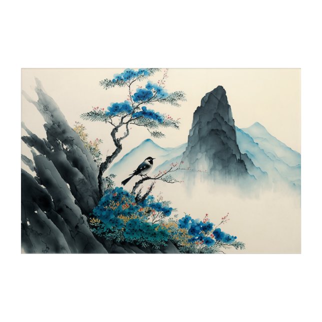 Chineses watercolor brushpainting landscape acrylic print (Front)