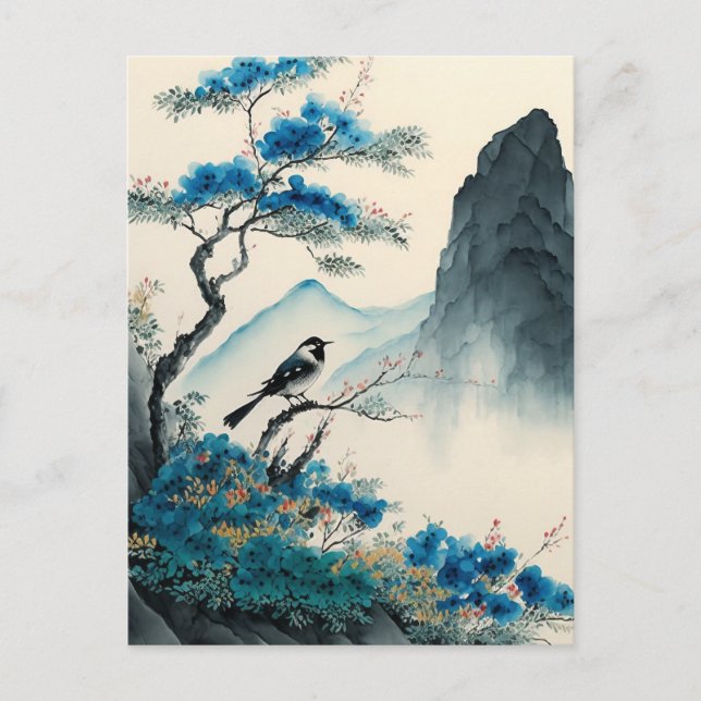 Chineses watercolor brushpainting landscape postcard (Front)