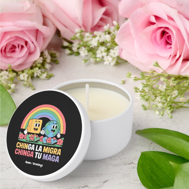 Chinga La Migra Chinga Tu Maga Funny Rainbow Mini Candle Favors (Insitu (Wedding))