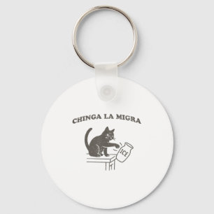 Chinga La Migra Immigration Abolish Ice Funny Cat Keychain
