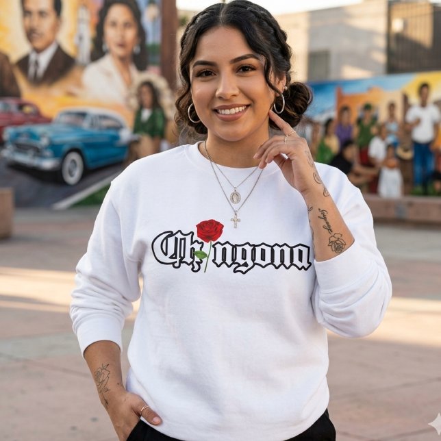 Chingona Red Rose sweatshirt (Chingona Red Rose sweatshirt)