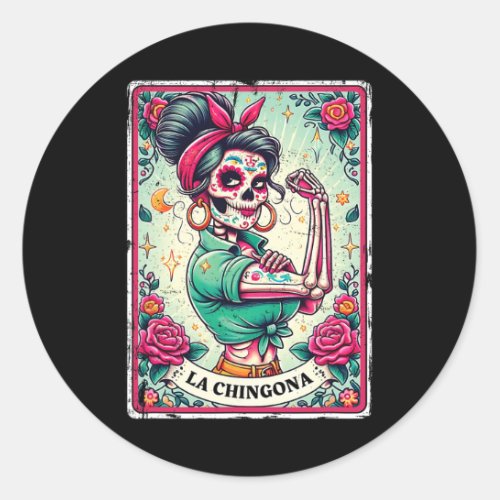 Chingona Tarot Card Funny Spanish Slang Boss Latin Classic Round Sticker