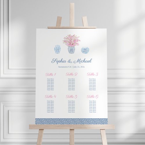 Chinoiserie 6 Tables Wedding Seating Plan Foam Board