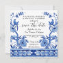 Chinoiserie Asian Influence Navy Blue White Floral Save The Date