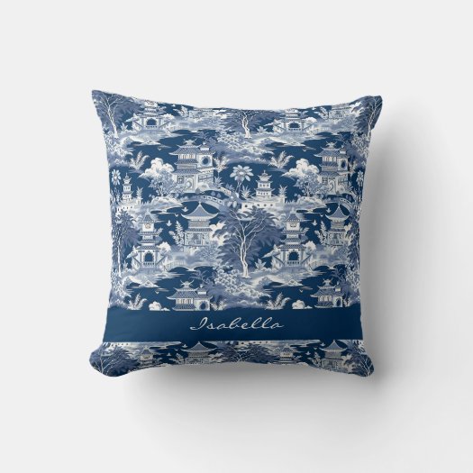 Chinoiserie Asian Landscape Painting Blue White