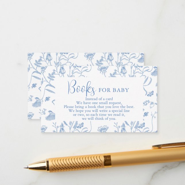 Chinoiserie Baby Shower Boy Books for Baby Enclosure Card (Front/Back In Situ)