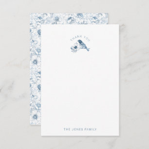 Chinoiserie Baby Shower Thank You Card Blue White