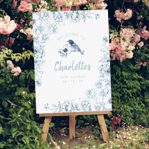 Chinoiserie Baby Shower Welcome Sign – Blue Floral