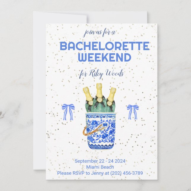 Chinoiserie Bachelorette Weekend Grandmillennial Invitation (Front)