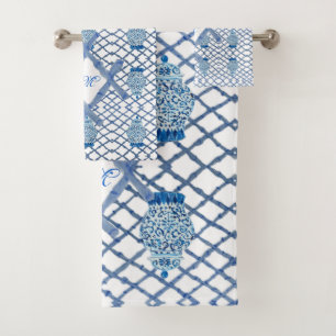 Chinoiserie Bamboo Ginger Jar Jars Bath Towel Set