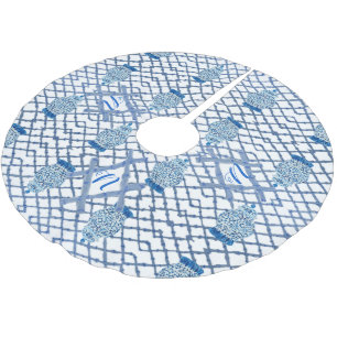 Chinoiserie Bamboo Ginger Jar Jars  Brushed Polyester Tree Skirt