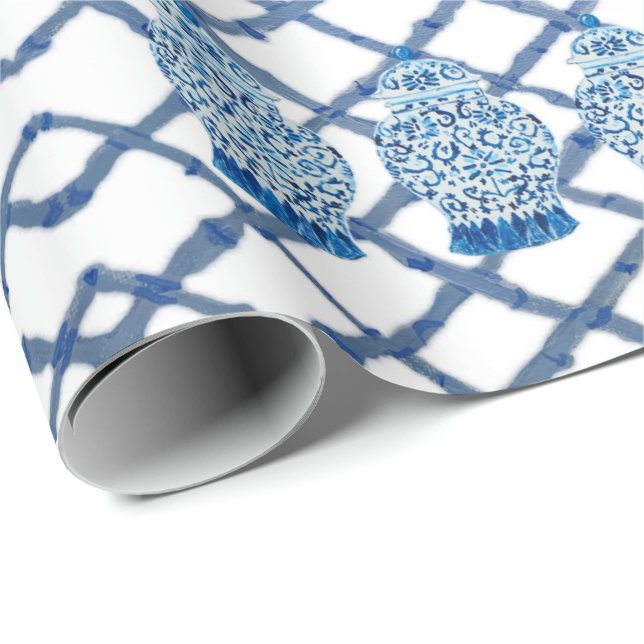 Chinoiserie Bamboo Ginger Jar Wrapping Paper (Roll Corner)