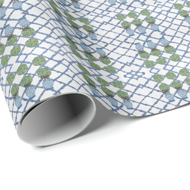 Chinoiserie Bamboo Topiaries Topiary  Wrapping Pap Paper (Roll Corner)