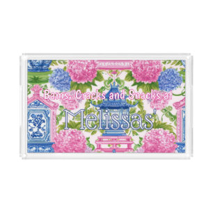 Chinoiserie Bams Cracks and Snacks Custom Mahjong Acrylic Tray