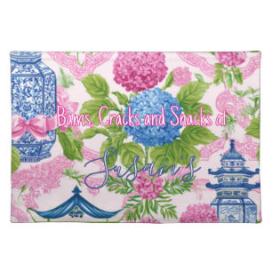 Chinoiserie Bams Cracks and Snacks Custom Mahjong Cloth Placemat