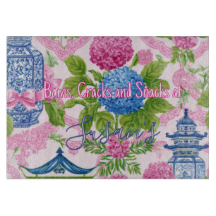 Chinoiserie Bams Cracks and Snacks Custom Mahjong  Cutting Board