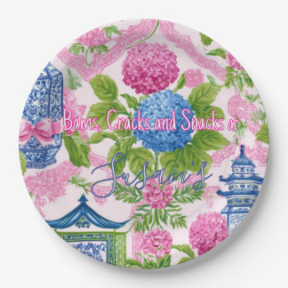 Chinoiserie Bams Cracks and Snacks Custom Mahjong Paper Plates