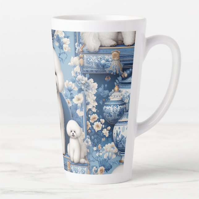 Chinoiserie Bichon Frise Latte Mug (Right)