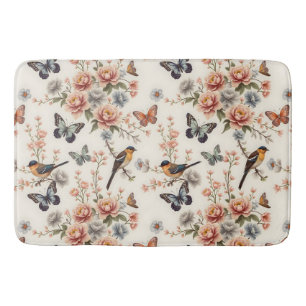 Chinoiserie Bird and Butterfly Harmony Bath Mat