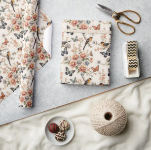 Chinoiserie Bird and Butterfly Harmony Wrapping Paper