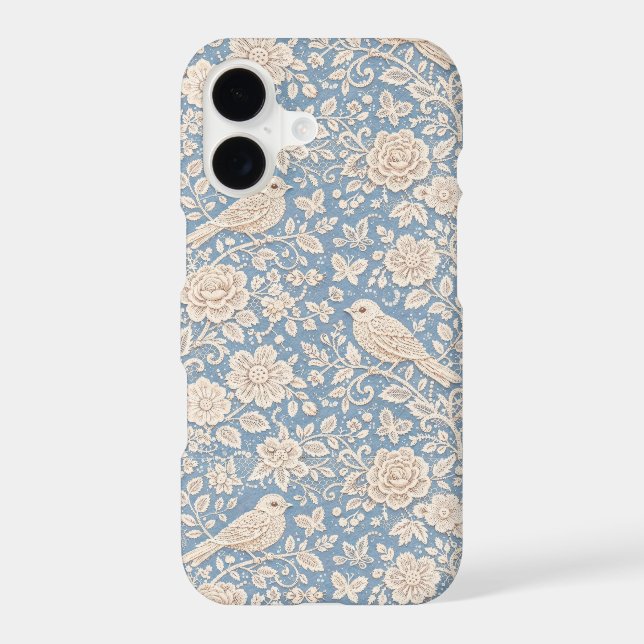 Chinoiserie Bird and Flower Seamless Pattern iPhone Case (Back)