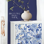 Chinoiserie Bird Floral Blue and White Decoupage Tissue Paper