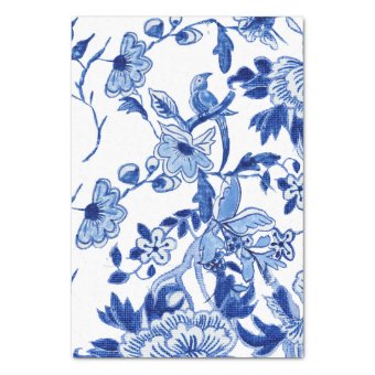 Chinoiserie Bird Floral Blue and White Decoupage Tissue Paper | Zazzle