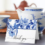 Chinoiserie Bird Floral Blue White Bridal Shower Thank You Card