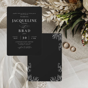 Chinoiserie Black Elegant No Parents Wedding II Invitation