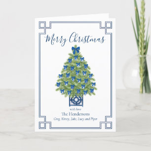 Chinoiserie Blue and White Christmas Tree Holiday Card