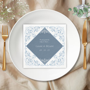 Chinoiserie Blue and White Coastal Chic Wedding Napkins