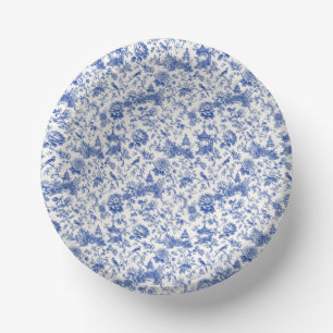 Chinoiserie Blue and White Floral Vintage Pagoda Paper Bowls