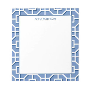 Chinoiserie Blue and White Fret Pattern Notepad
