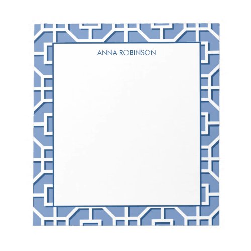 Chinoiserie Blue and White Fret Pattern Notepad