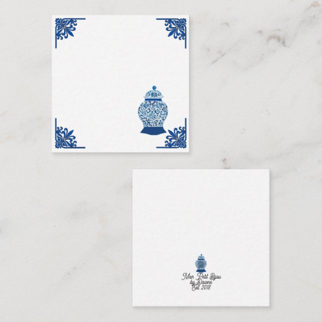 Chinoiserie Blue and White Ginger Jar Note Card (Front/Back)