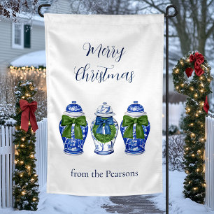 Chinoiserie Blue and White Ginger Jars Garden Flag