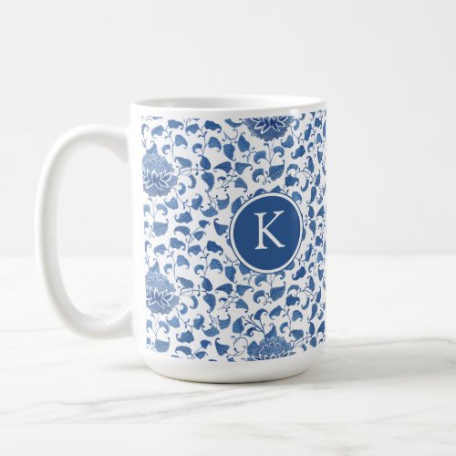 Chinoiserie Blue And White Monogram Initial Coffee Mug