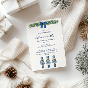 Chinoiserie Blue and White Nutcracker Christmas Invitation