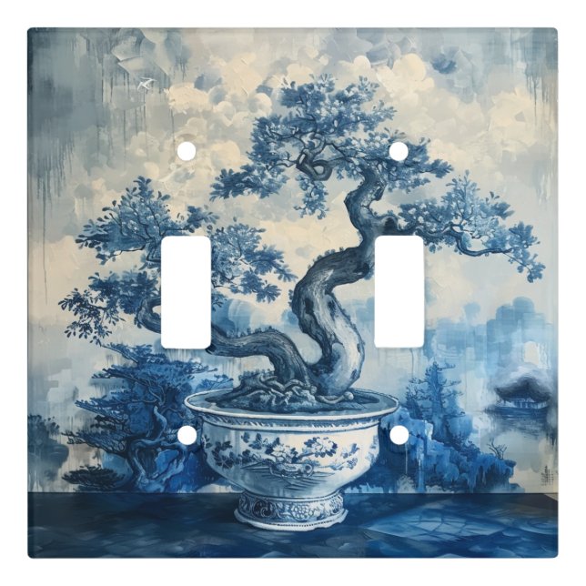 Chinoiserie Blue and White Porcelain Design  Light Switch Cover (Front)