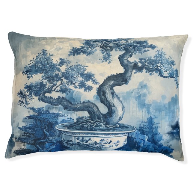 Chinoiserie Blue and White Porcelain Design  Pet Bed (Front)