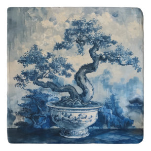 Chinoiserie Blue and White Porcelain Design  Trivet