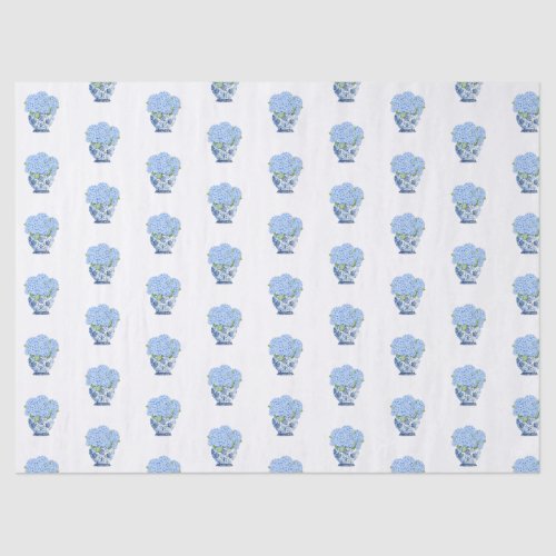 Chinoiserie Blue and White Vase Hydrangea Wrapping Tissue Paper