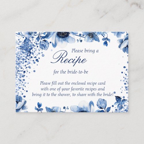 Chinoiserie Blue and White Watercolor Floral Enclosure Card