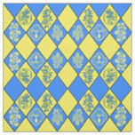 Chinoiserie Blue and Yellow Diamond Pattern Fabric