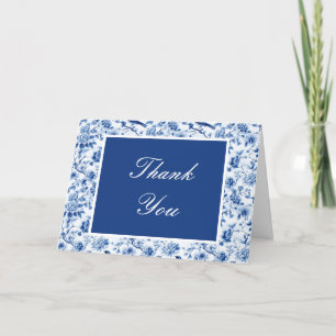 Chinoiserie Blue Birds and Flowers Baby Shower Letterpress Thank You Card