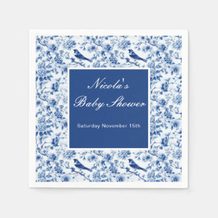 Chinoiserie Blue Birds and Flowers Baby Shower Napkins
